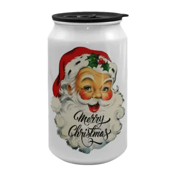 Santa vintage, Κούπα ταξιδιού μεταλλική με καπάκι (tin-can) 500ml