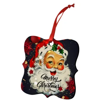 Santa vintage, Christmas ornament polygon wooden 7.5cm