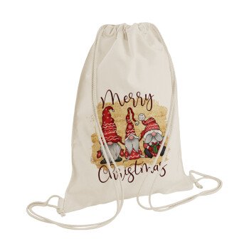 Xmas Elves, Backpack bag GYMBAG natural (28x40cm)