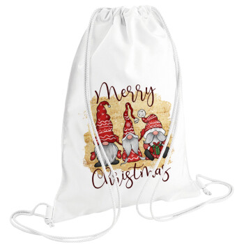 Xmas Elves, Τσάντα πλάτης πουγκί GYMBAG λευκή (28x40cm)
