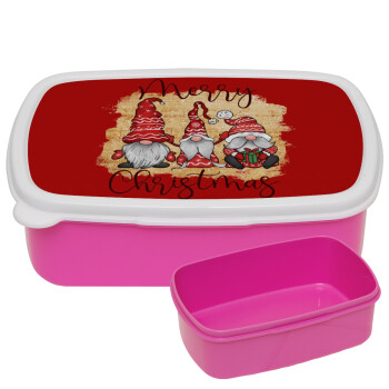 Xmas Elves, ΡΟΖ παιδικό δοχείο φαγητού (lunchbox) πλαστικό (BPA-FREE) Lunch Βox M18 x Π13 x Υ6cm