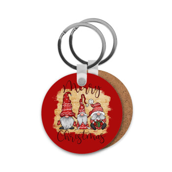 Xmas Elves, Μπρελόκ Ξύλινο στρογγυλό MDF Φ5cm