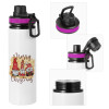 Metallic water bottle with safety lid, 850ml aluminum