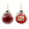 Transparent Christmas tree ball ornament with red filling 8cm