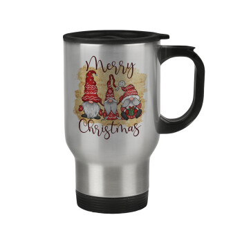 Xmas Elves, Stainless steel travel mug with lid, double wall 450ml
