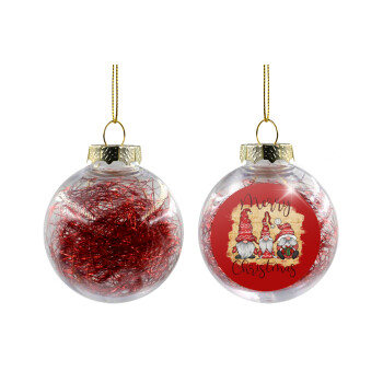 Xmas Elves, Χριστουγεννιάτικη μπάλα δένδρου διάφανη με κόκκινο γέμισμα 8cm