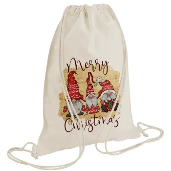 Xmas Elves, Τσάντα πλάτης πουγκί GYMBAG natural (28x40cm)