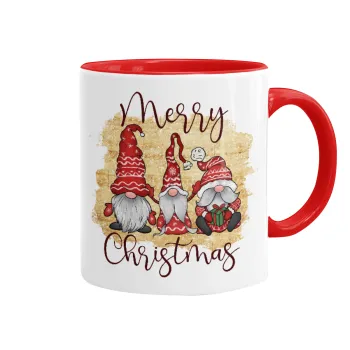 Xmas Elves, Κούπα χρωματιστή κόκκινη, κεραμική, 330ml