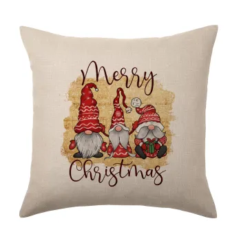 Xmas Elves, Μαξιλάρι καναπέ ΛΙΝΟ 40x40cm περιέχεται το  γέμισμα