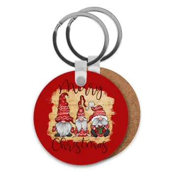 Xmas Elves, Μπρελόκ Ξύλινο στρογγυλό MDF Φ5cm