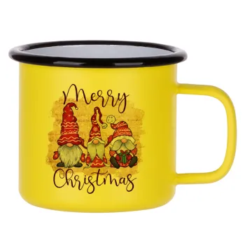 Xmas Elves, Metallic enamel MATT Yellow cup 360ml