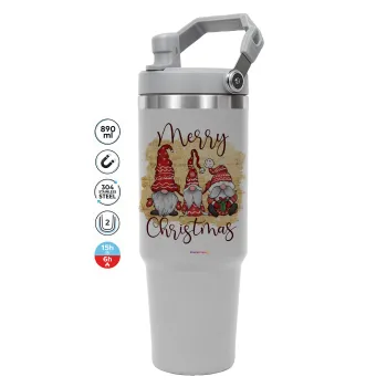 Xmas Elves, ΓΚΡΙ χρώματος Θερμός Ανοξείδωτο 890ml (30oz) με χερούλι