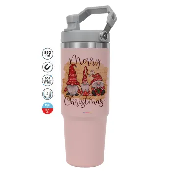 Xmas Elves, ΡΟΖ χρώματος Θερμός Ανοξείδωτο 890ml (30oz) με χερούλι