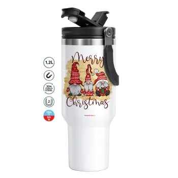 Xmas Elves, Mega Tumbler με καπάκι, διπλού τοιχώματος (θερμό) 1,2L