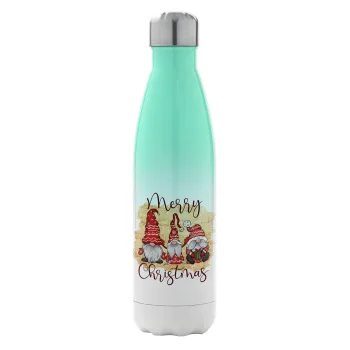 Xmas Elves, Μεταλλικό παγούρι θερμός Πράσινο/Λευκό (Stainless steel), διπλού τοιχώματος, 500ml