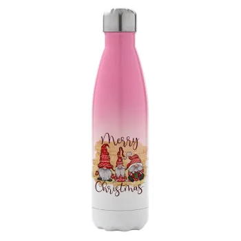 Xmas Elves, Μεταλλικό παγούρι θερμός Ροζ/Λευκό (Stainless steel), διπλού τοιχώματος, 500ml