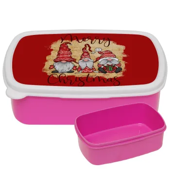 Xmas Elves, ΡΟΖ παιδικό δοχείο φαγητού (lunchbox) πλαστικό (BPA-FREE) Lunch Βox M18 x Π13 x Υ6cm