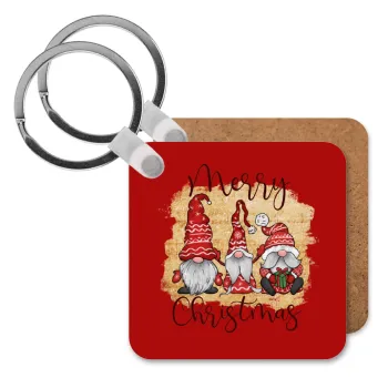 Xmas Elves, Μπρελόκ Ξύλινο τετράγωνο MDF