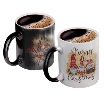 Xmas Elves, Color changing magic Mug, ceramic, 330ml when adding hot liquid inside, the black colour desappears (1 pcs)