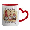 Mug heart red handle, ceramic, 330ml