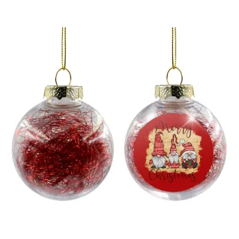 Xmas Elves, Transparent Christmas tree ball ornament with red filling 8cm