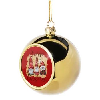 Xmas Elves, Golden Christmas tree ball ornament 8cm