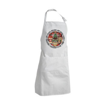 Joy, Peace, Believe, Hot Cocoa, Carols, Adult Chef Apron (with sliders and 2 pockets)