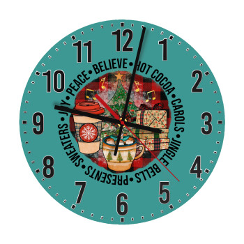 Joy, Peace, Believe, Hot Cocoa, Carols, Ρολόι τοίχου ξύλινο (30cm)