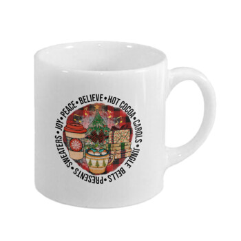 Joy, Peace, Believe, Hot Cocoa, Carols, Κουπάκι κεραμικό, για espresso 150ml