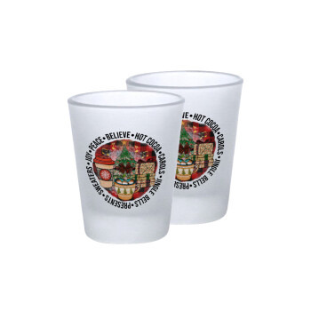 Joy, Peace, Believe, Hot Cocoa, Carols, Σφηνοπότηρα γυάλινα 45ml του πάγου (2 τεμάχια)