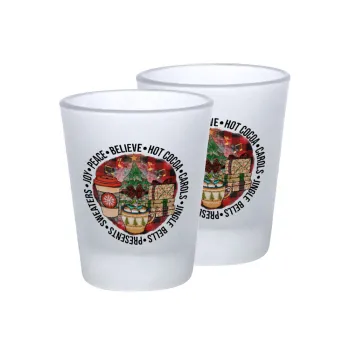 Joy, Peace, Believe, Hot Cocoa, Carols, Σφηνοπότηρα γυάλινα 45ml του πάγου (2 τεμάχια)