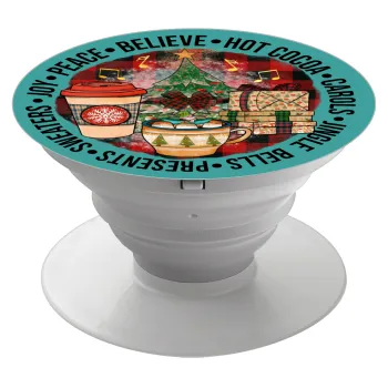 Joy, Peace, Believe, Hot Cocoa, Carols, Phone Holders Stand  Λευκό Βάση Στήριξης Κινητού στο Χέρι