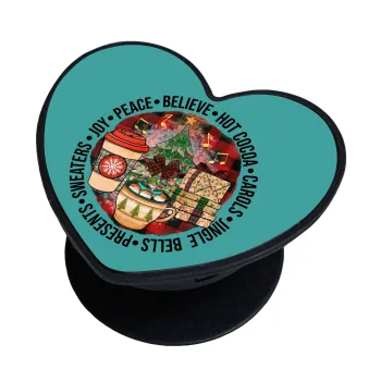 Joy, Peace, Believe, Hot Cocoa, Carols, Phone Holders Stand  καρδιά Μαύρο Βάση Στήριξης Κινητού στο Χέρι