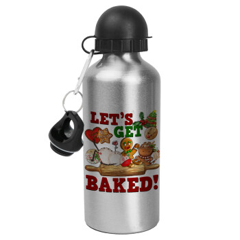 Let's get baked, Metallic water jug, Silver, aluminum 500ml