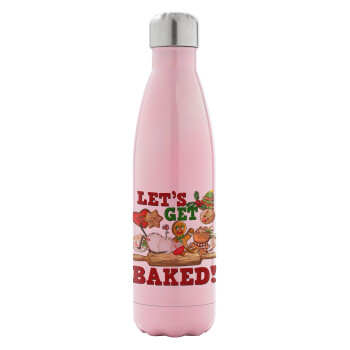 Let's get baked, Metal mug thermos Pink Iridiscent (Stainless steel), double wall, 500ml