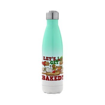 Let's get baked, Metal mug thermos Green/White (Stainless steel), double wall, 500ml