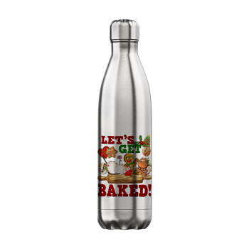 Let's get baked, Μεταλλικό παγούρι θερμός Inox (Stainless steel), διπλού τοιχώματος, 750ml
