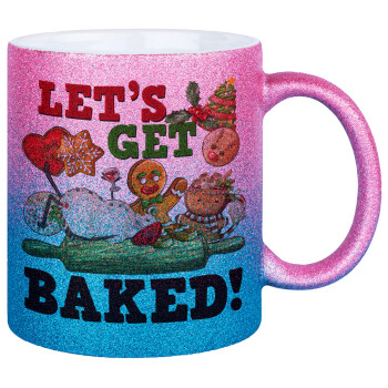 Let's get baked, Κούπα Χρυσή/Μπλε Glitter, κεραμική, 330ml