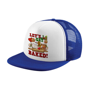 Let's get baked, Καπέλο Soft Trucker με Δίχτυ Blue/White 
