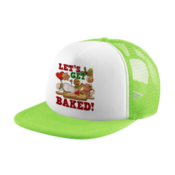 Let's get baked, Καπέλο παιδικό Soft Trucker με Δίχτυ ΠΡΑΣΙΝΟ/ΛΕΥΚΟ (POLYESTER, ΠΑΙΔΙΚΟ, ONE SIZE)