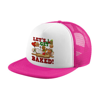 Let's get baked, Καπέλο παιδικό Soft Trucker με Δίχτυ Pink/White 
