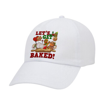 Let's get baked, Καπέλο Ενηλίκων Baseball Λευκό 5-φύλλο (POLYESTER, ΕΝΗΛΙΚΩΝ, UNISEX, ONE SIZE)