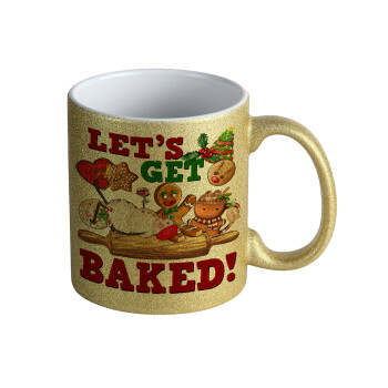 Let's get baked, Κούπα Χρυσή Glitter που γυαλίζει, κεραμική, 330ml