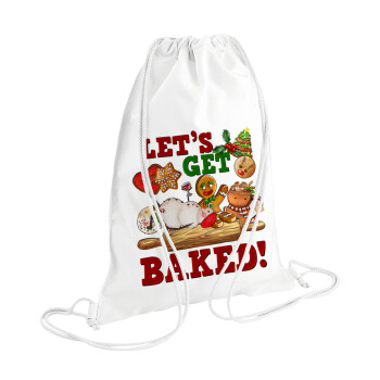 Let's get baked, Τσάντα πλάτης πουγκί GYMBAG λευκή (28x40cm)