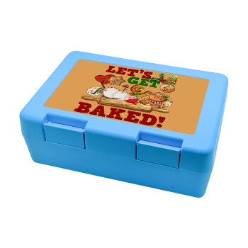 Let's get baked, Children's cookie container LIGHT BLUE 185x128x65mm (BPA free plastic)