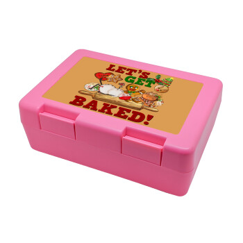 Let's get baked, Children's cookie container PINK 185x128x65mm (BPA free plastic)