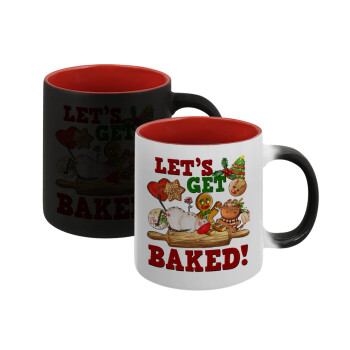 Let's get baked, Κούπα Μαγική εσωτερικό κόκκινο, κεραμική, 330ml που αλλάζει χρώμα με το ζεστό ρόφημα