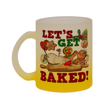 Let's get baked, Κούπα γυάλινη δίχρωμη με βάση το κίτρινο ματ, 330ml