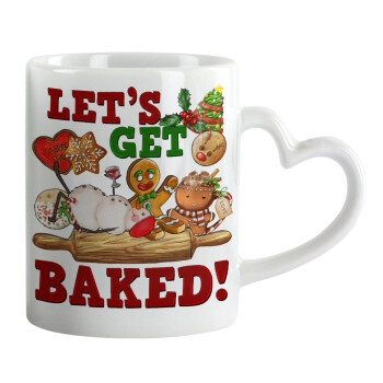 Let's get baked, Mug heart handle, ceramic, 330ml