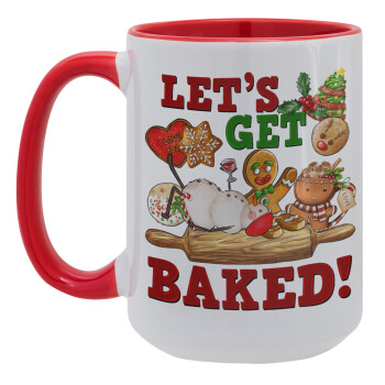 Let's get baked, Κούπα Mega 15oz, κεραμική Κόκκινη, 450ml
